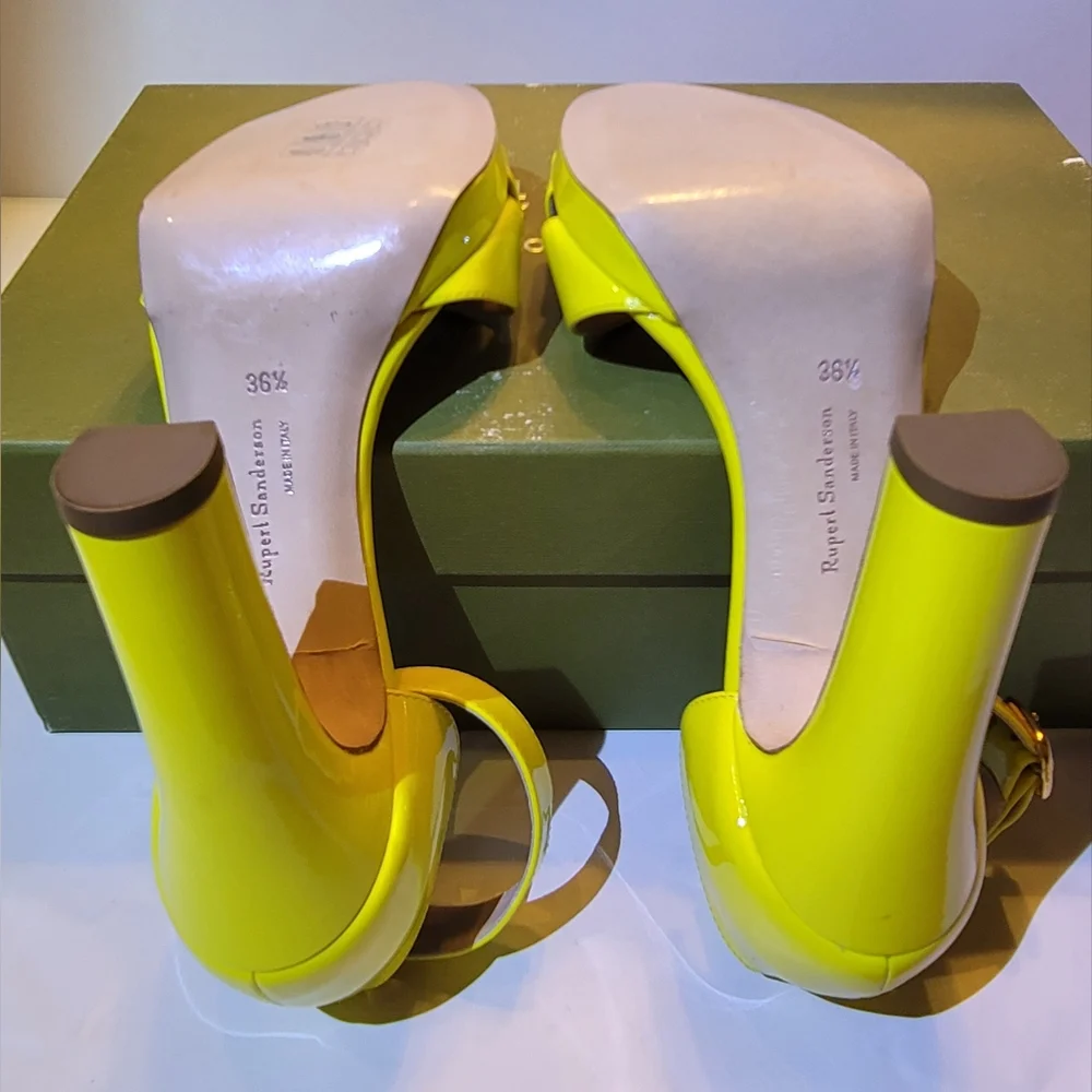 RUPERT SANDERSON Meadow Patent Heel in Citrus Color. - Picture 9 of 11